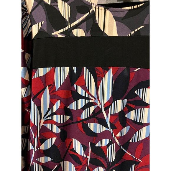 BCBGMaxAzria Shift Dress M Medium 3/4 Long Sleeve Stretch Multicolor Washable - Picture 6 of 8